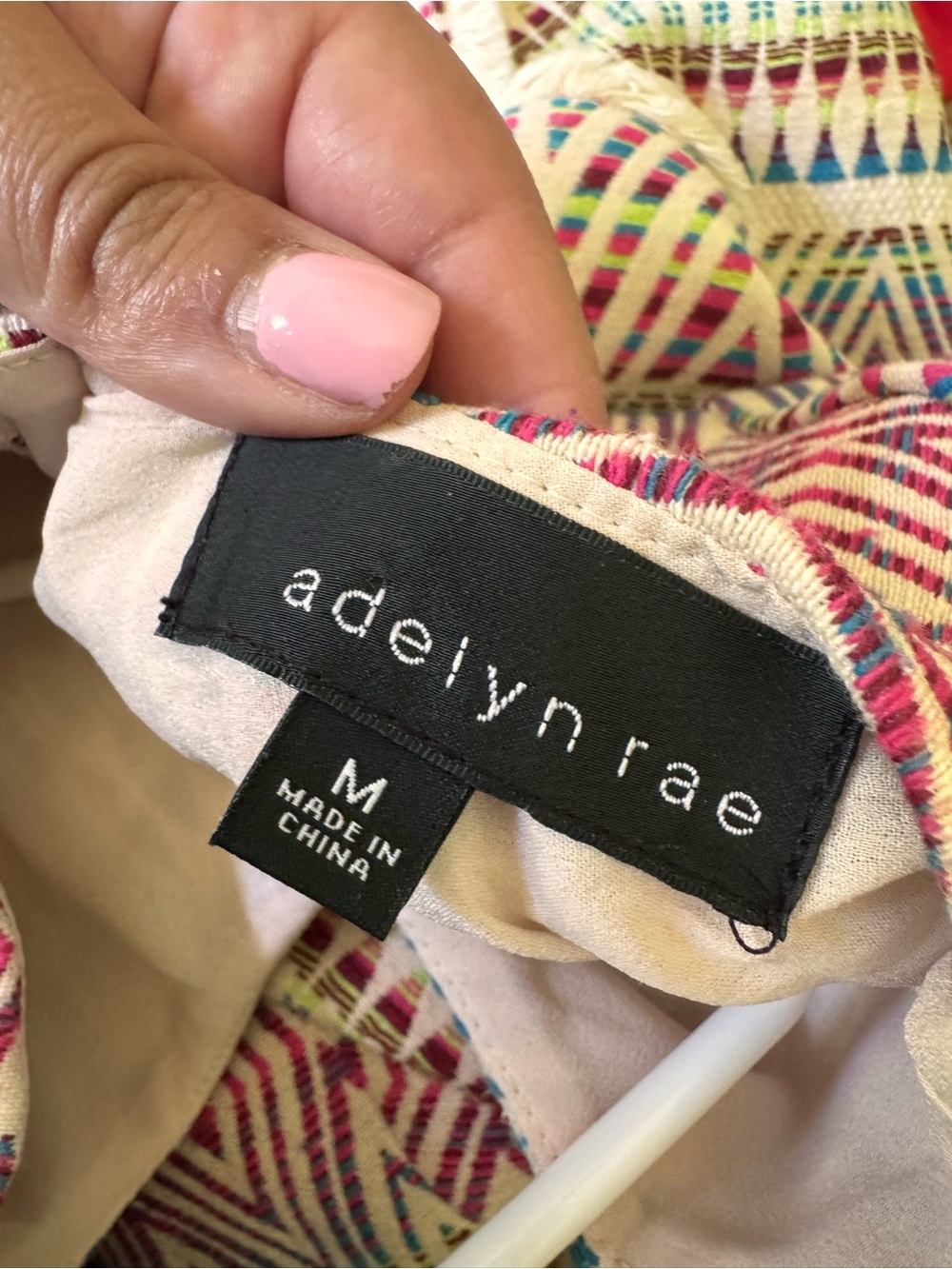 Adelyn Rae Multicolor Geometric Fringe Trim Mini Dress - Picture 3 of 7